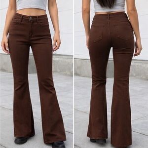 The Deep In My Soul Flare Jeans in Brown from Fashion Nova